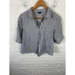 J. Crew Black and White Striped Button Down Shirt